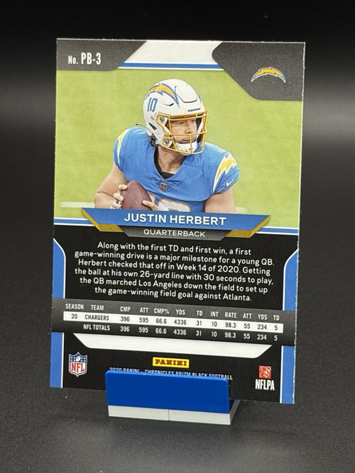 2020 Panini Chronicles #PB-3 Justin Herbert Prizm Black Rookie RC1
