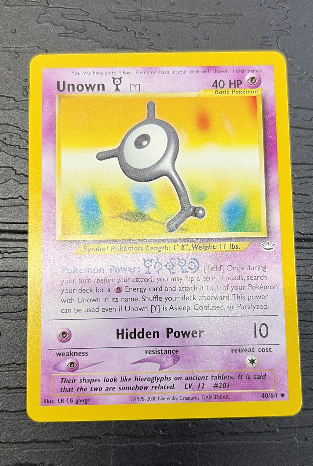 Unown [Y] 40/64 Neo Revelation NM0