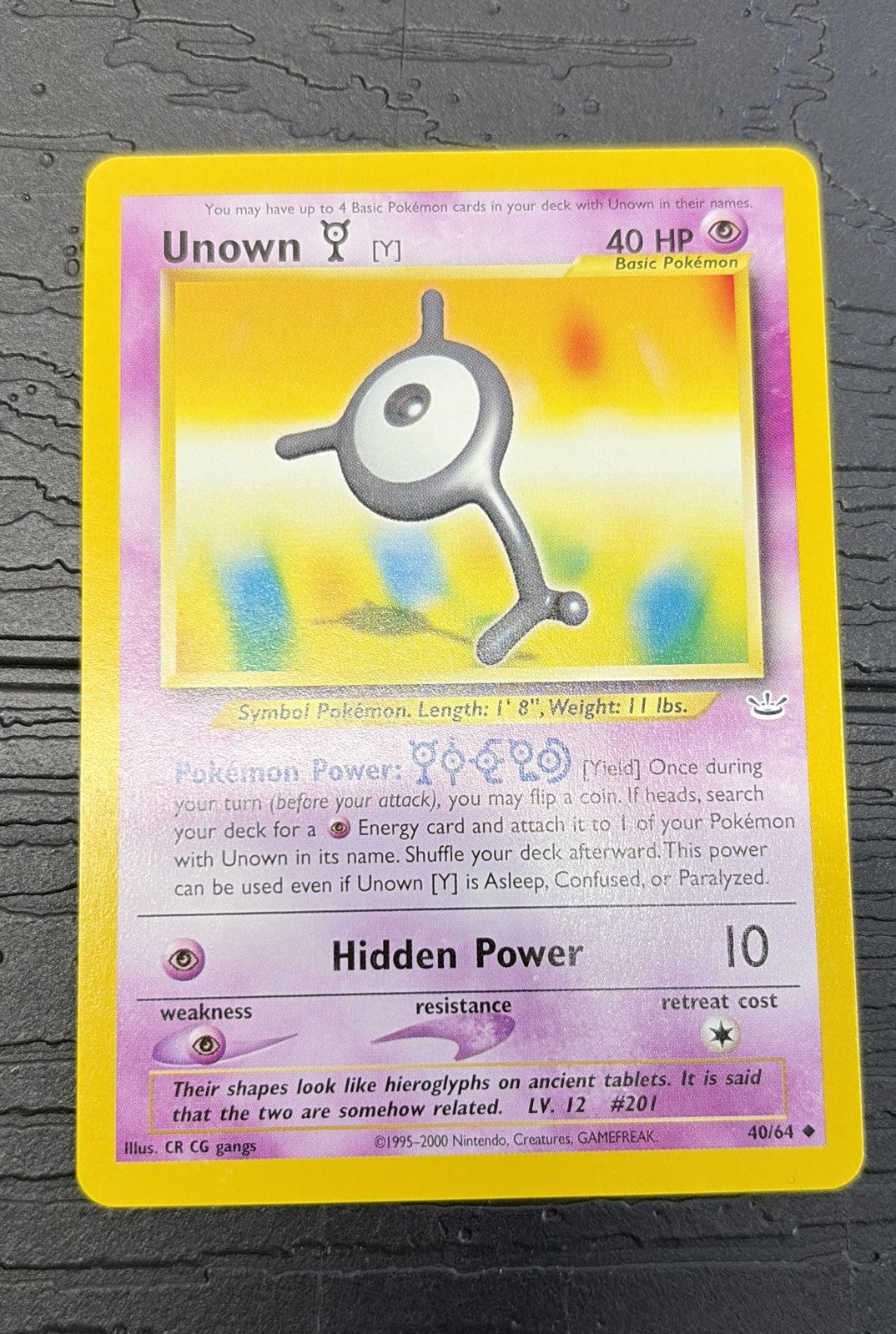Unown [Y] 40/64 Neo Revelation NM0
