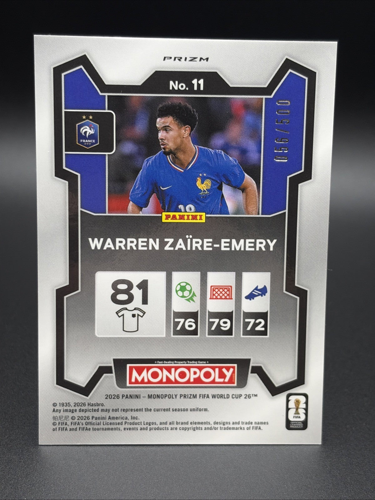 Warren Zaire-Emery FIFA Monopoly Prizm Gold Shimmer Numbered 307/500 #111