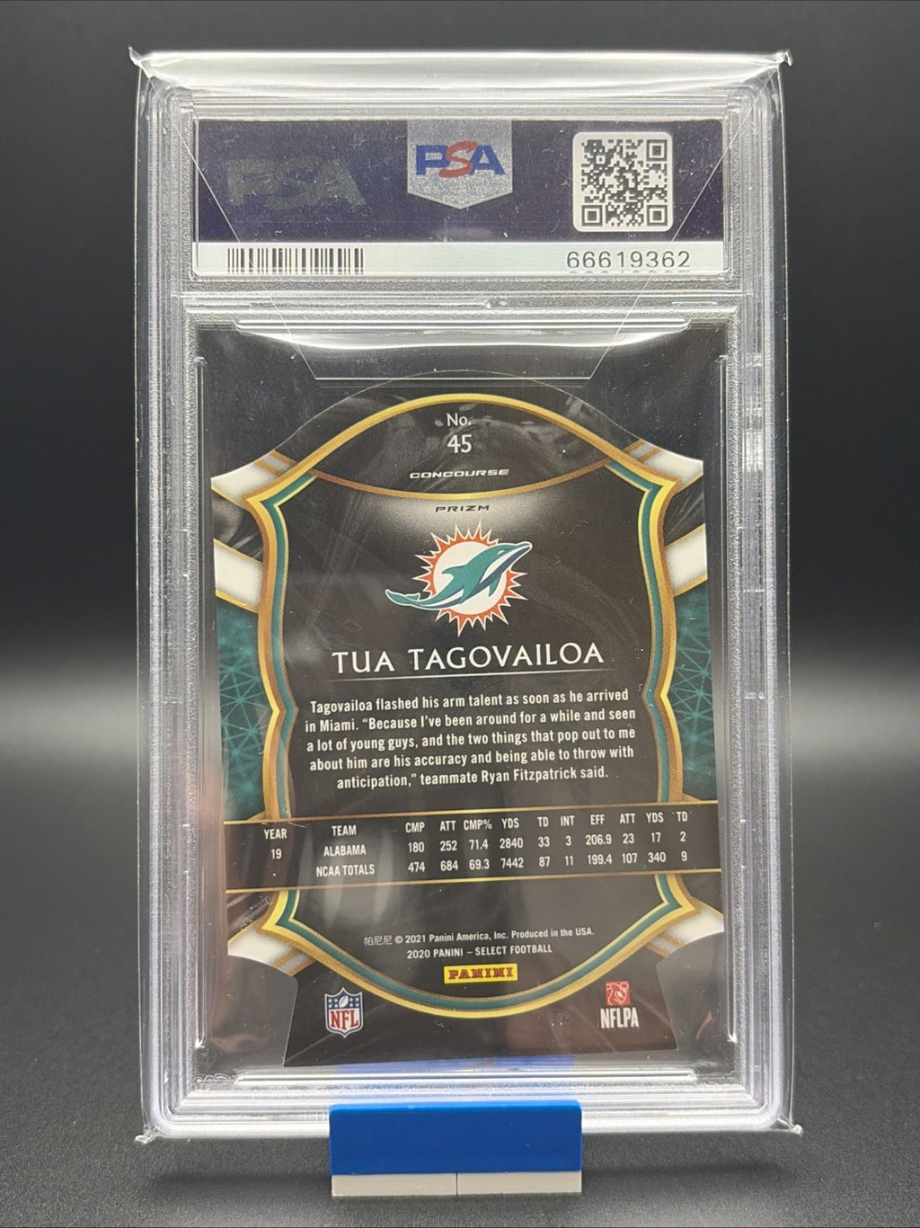 2020 Panini Select - Concourse Tua Tagovailoa #45 Purple Prizm Die-Cut - PSA 101