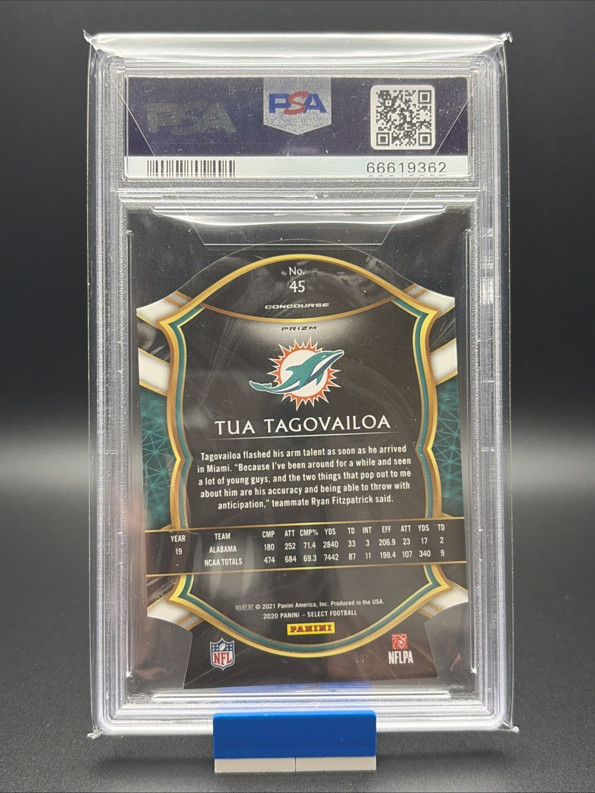 2020 Panini Select - Concourse Tua Tagovailoa #45 Purple Prizm Die-Cut - PSA 101