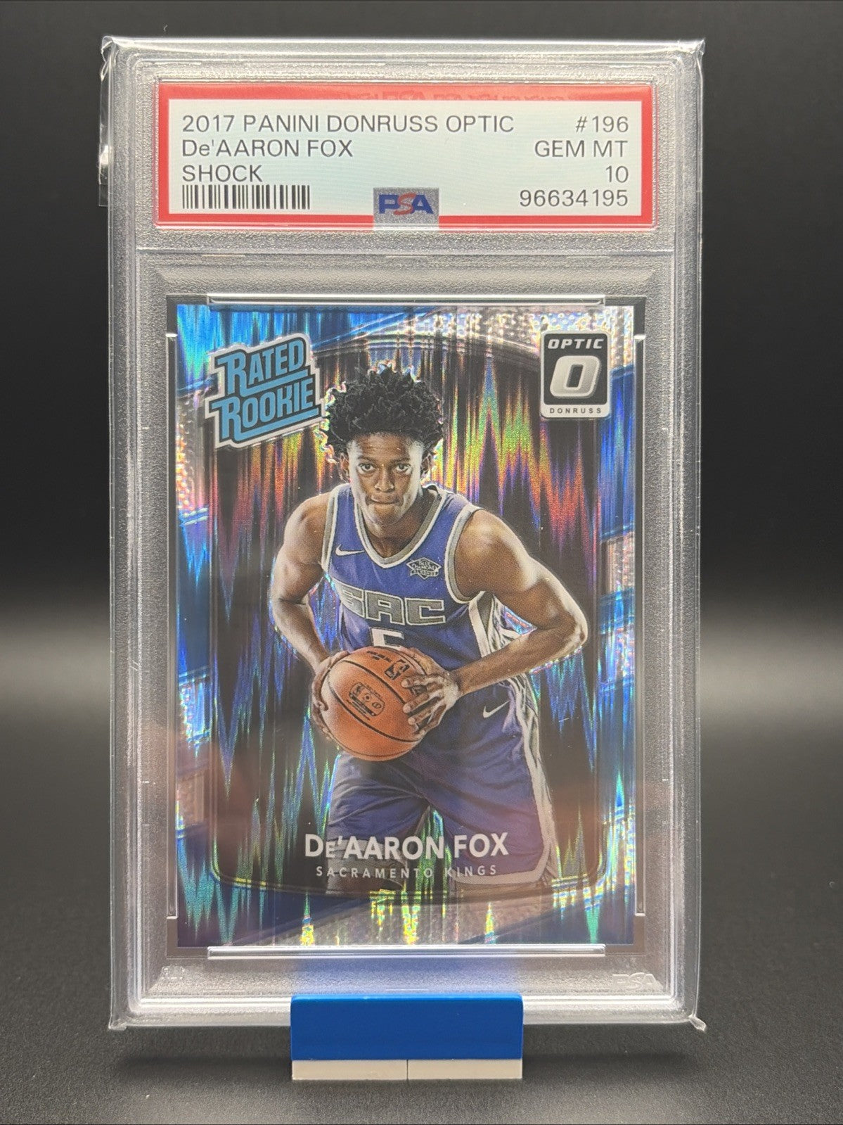 De'Aaron Fox 2017 Panini Donruss Rated Rookie Optic Shock #196 - PSA 100