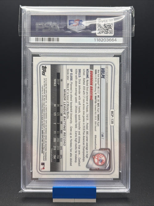 2020 Bowman - Chrome Prospects Anthony Volpe #BCP-139 (RC) PSA 101