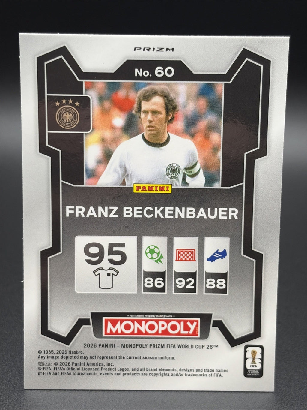 2026 PANINI PRIZM MONOPOLY WORLD CUP FRANZ BECKENBAUER GREEN WAVE PRIZM #601