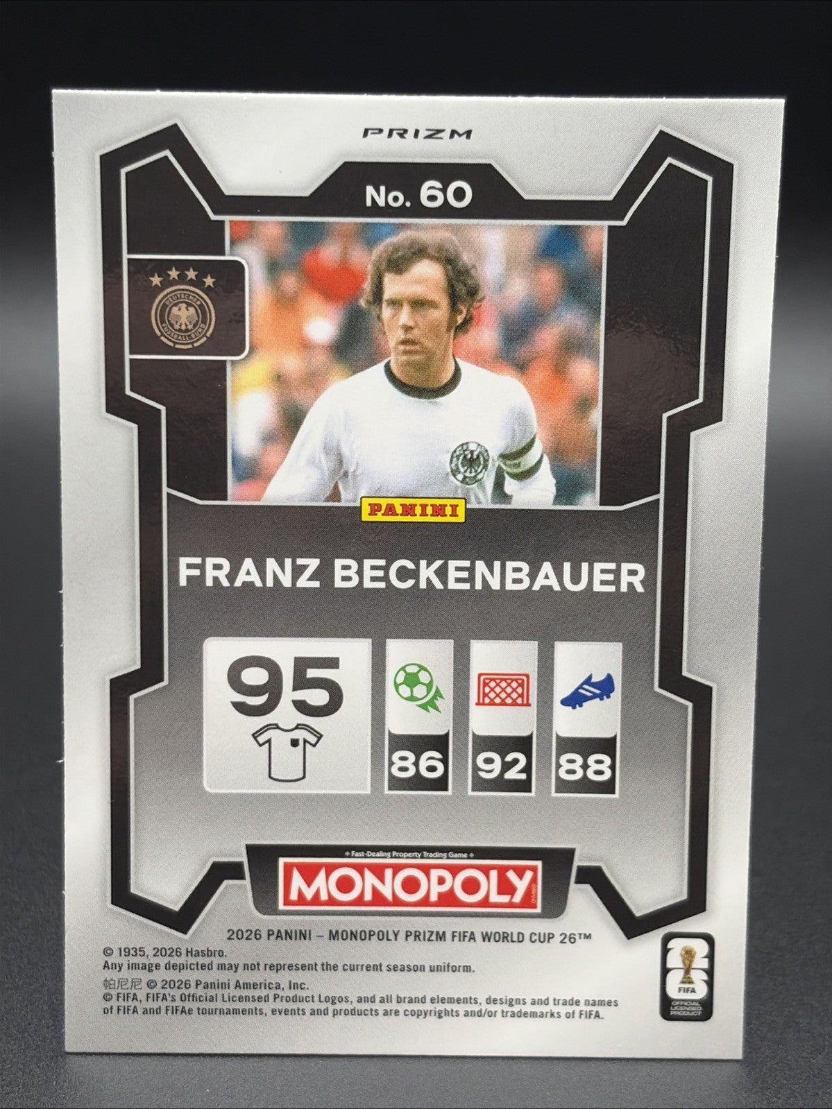2026 PANINI PRIZM MONOPOLY WORLD CUP FRANZ BECKENBAUER GREEN WAVE PRIZM #601