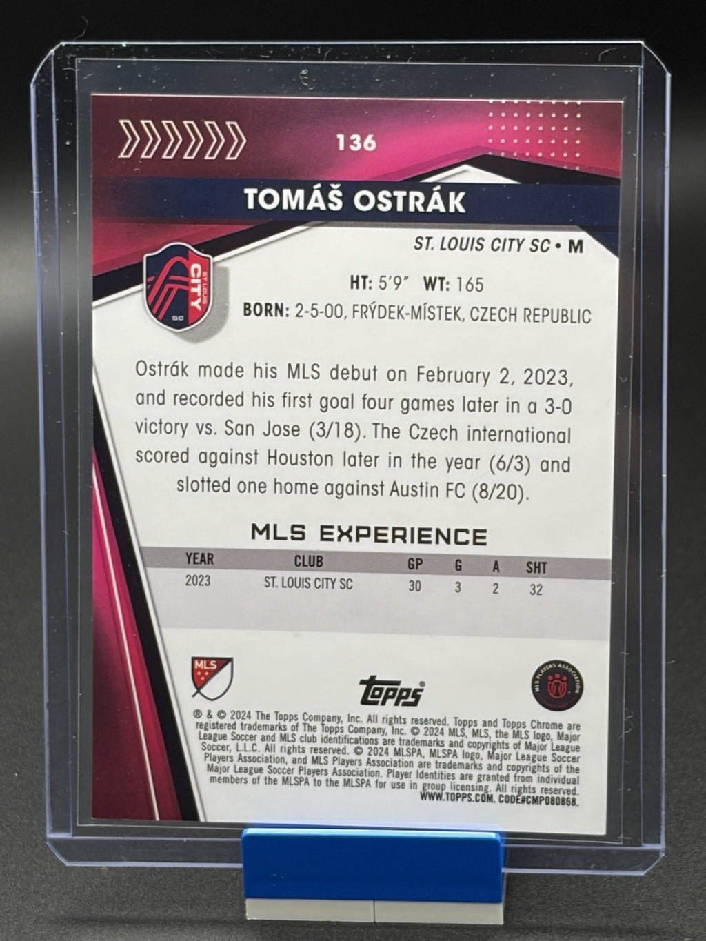 TOMAS OSTRAK #136 2024 TOPPS CHROME MLS Refractor RC St Louis City /2501