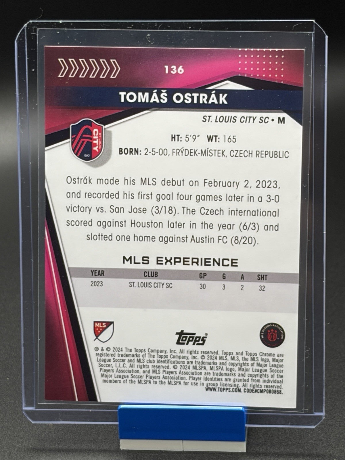 TOMAS OSTRAK #136 2024 TOPPS CHROME MLS Refractor RC St Louis City /2501