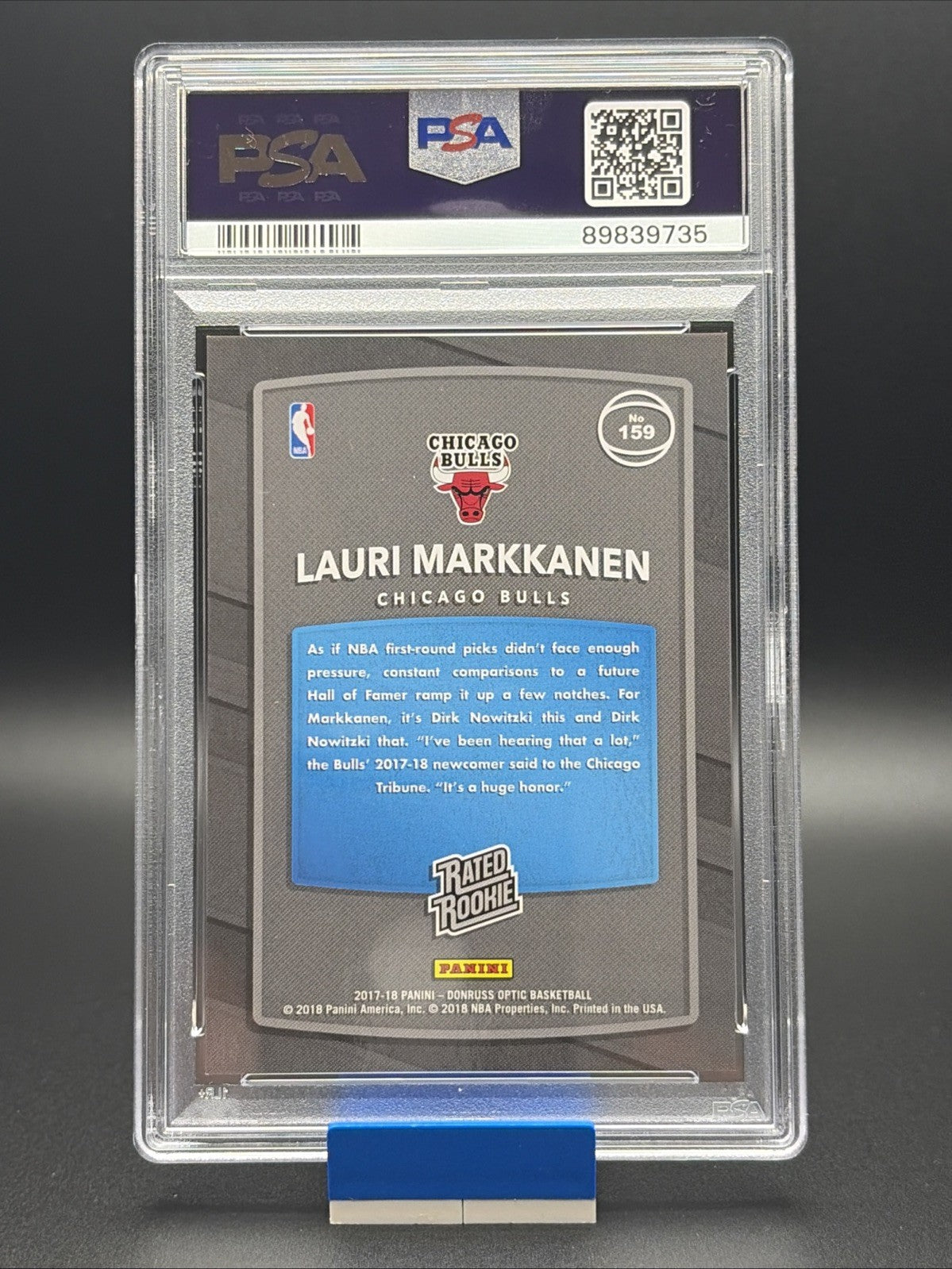 2017-18 Panini Donruss Optic - Rated Rookie Lauri Markkanen #159 Shock - PSA 91