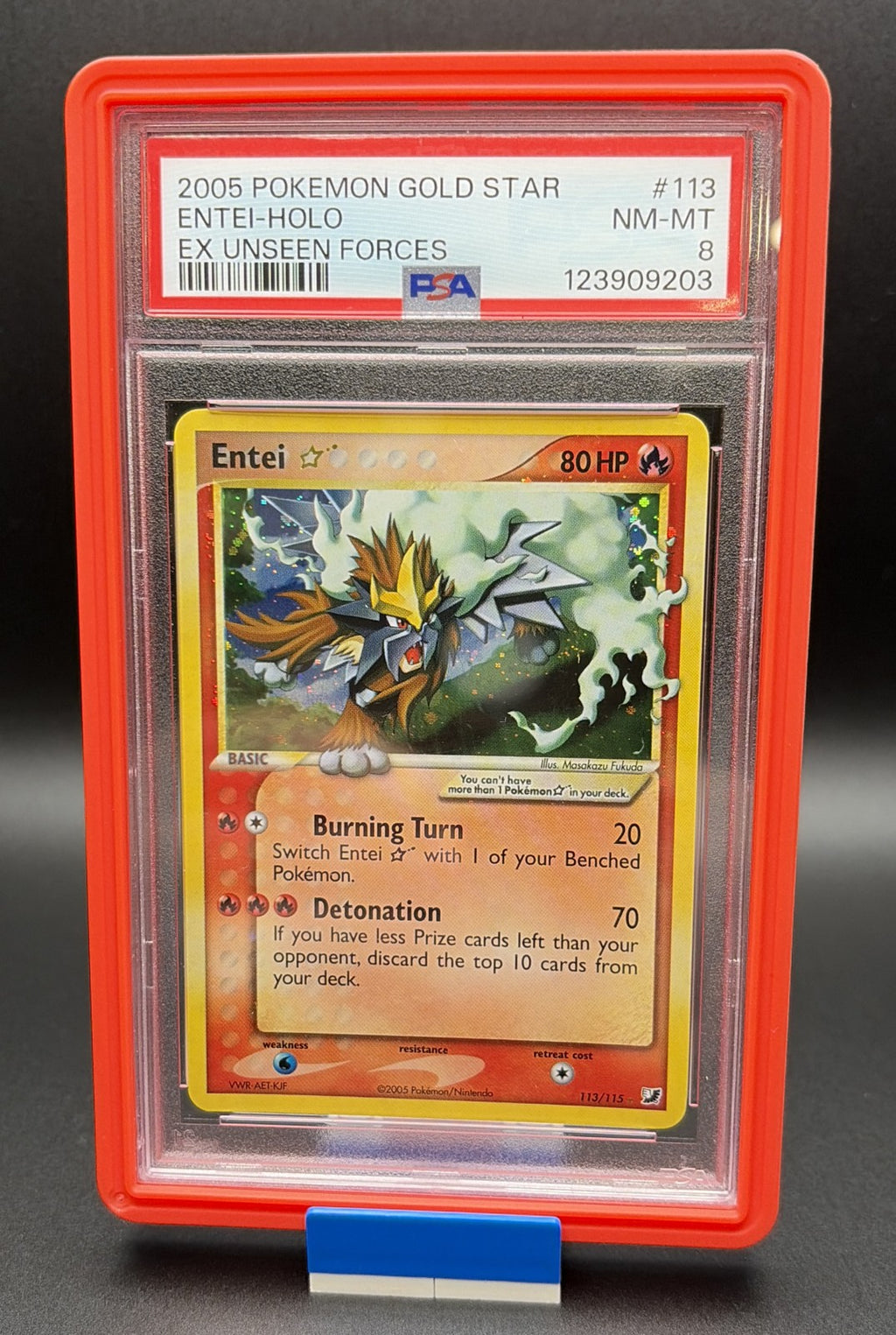 Entei Star 113/115 Unseen Forces Holo PSA 80