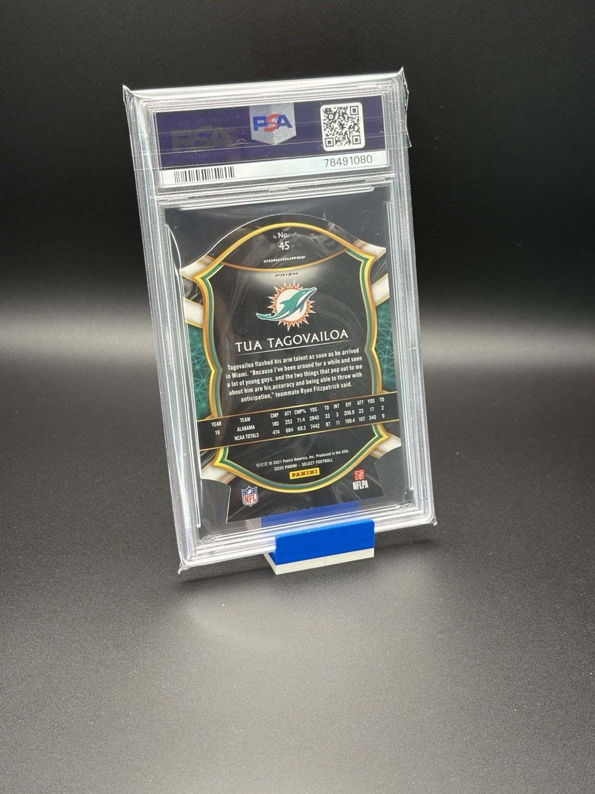 2020 Panini Select Concourse Blue Prizm Die-Cut (RC) Tua Tagovailoa #45 - PSA 91