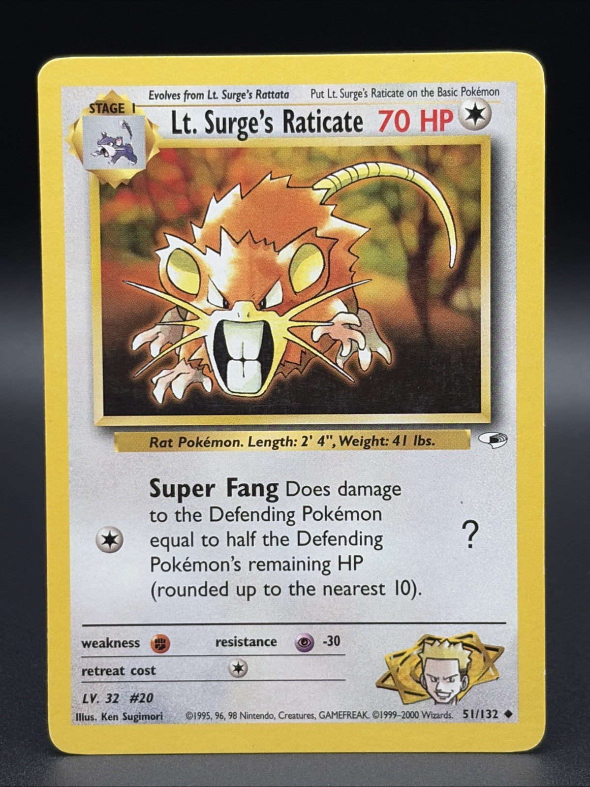 Lt. Surge's Raticate 051/132 Gym Heroes Regular0
