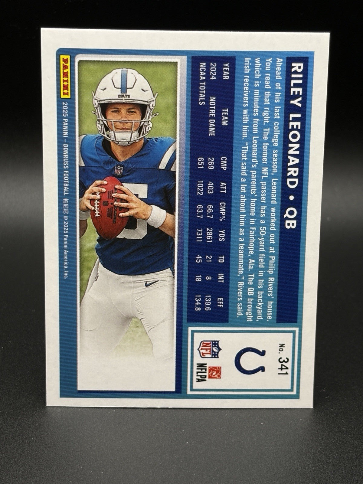 Riley Leonard #341 2025 Panini Donruss1