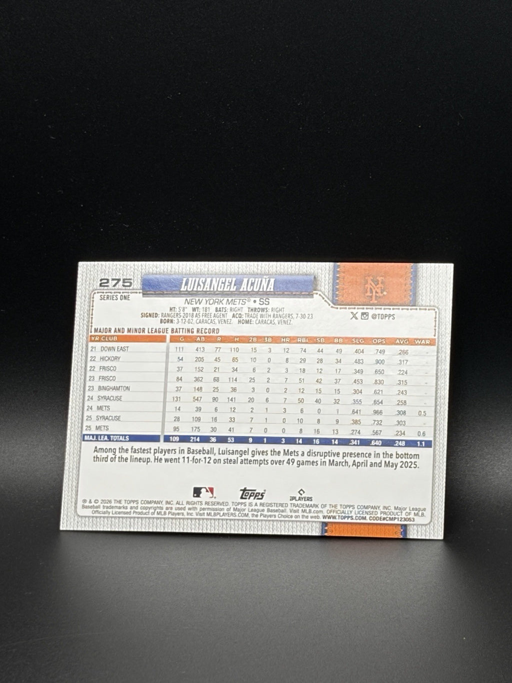 2026 Topps Baseball Series 1 [Sand Glitter] Lot of 5 Cards - McCutchen, Acuna1