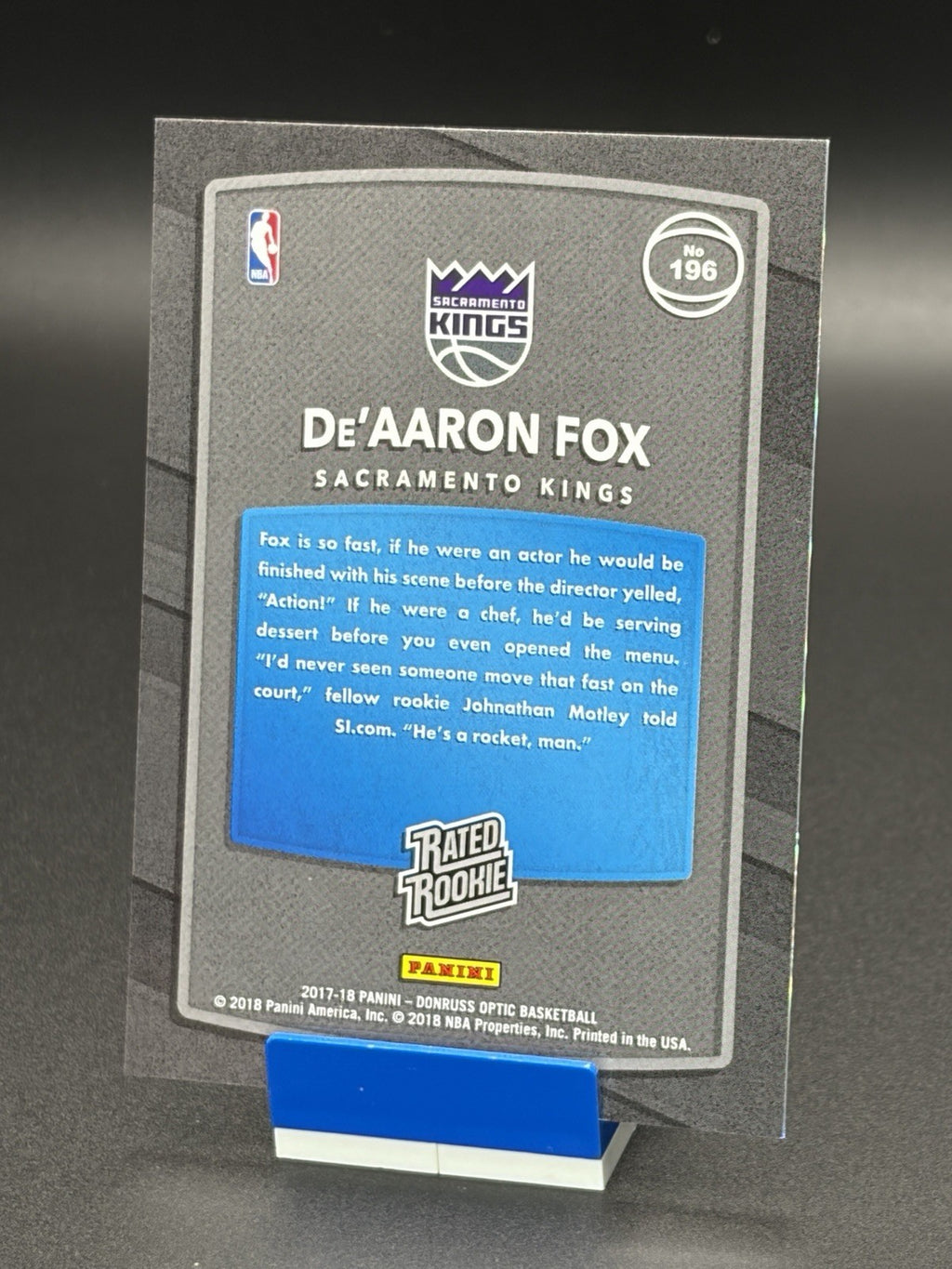 De'Aaron Fox 2017 Panini Donruss Rated Rookie Optic Shock #1961
