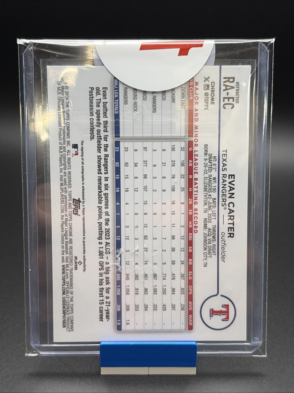 2024 Topps Chrome Rookie Auto Refractor Evan Carter /4991