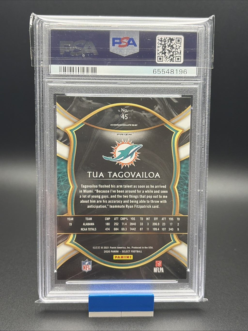 2020 Panini Select - Concourse Tua Tagovailoa #45 Silver Prizm (RC) PSA 101