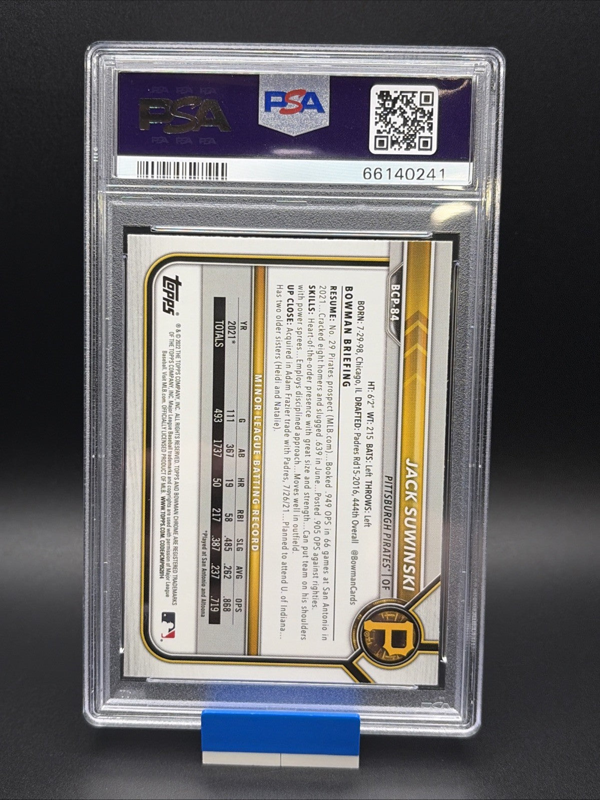 2022 Bowman - Chrome Prospects Jack Suwinski #BCP-84 Mojo Refractor (RC)1