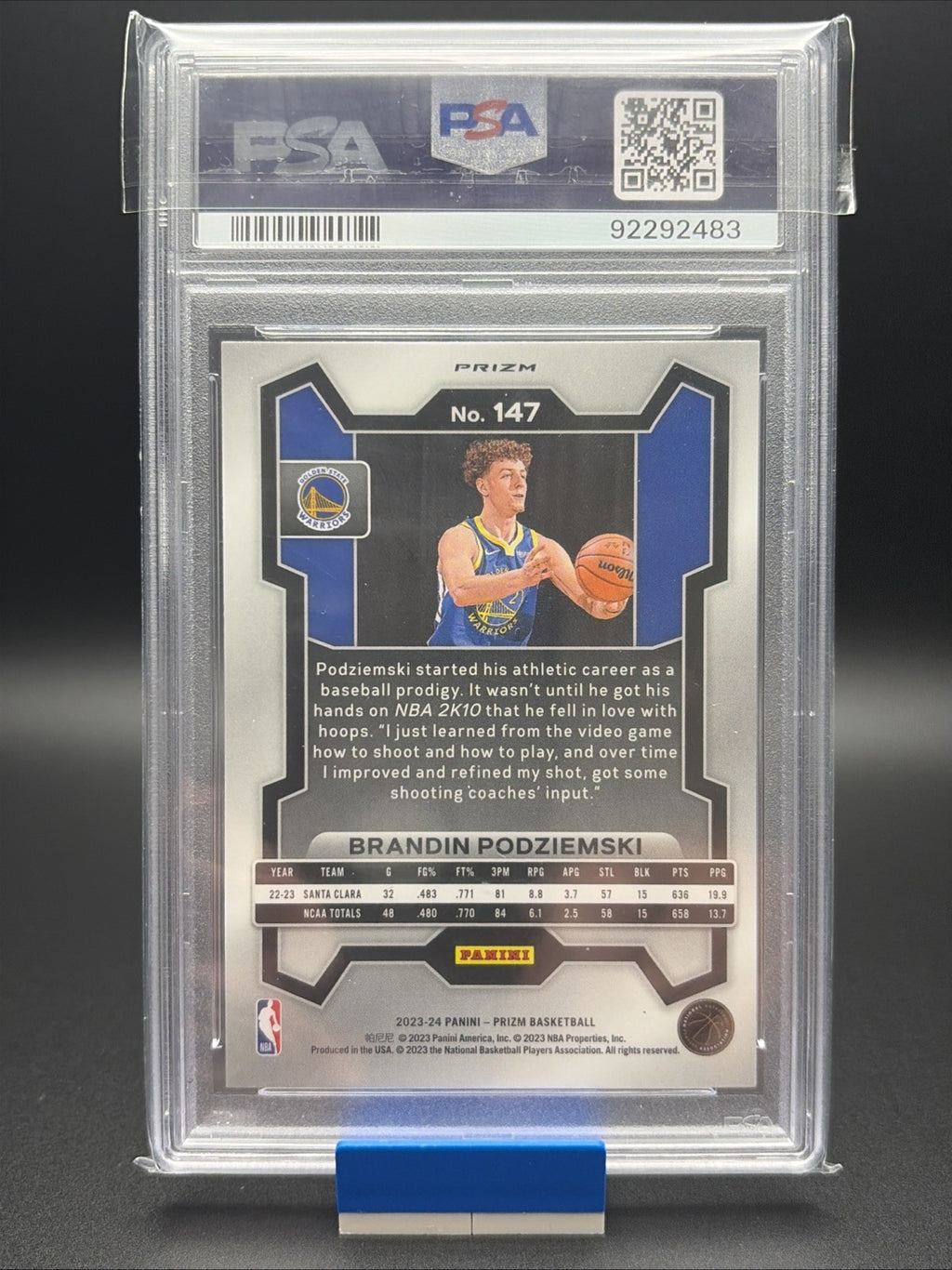 2023-24 Panini Prizm - Brandin Podziemski #147 Red Ice Prizm (RC) PSA 91