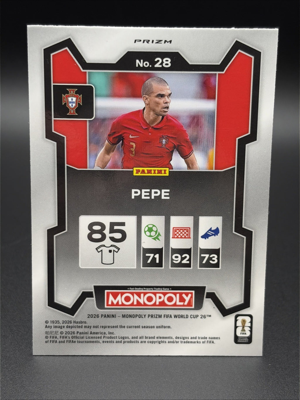 Pepe 2026 Monopoly FIFA World Cup Prizm Red Prizm Refractor #36 Portugal1