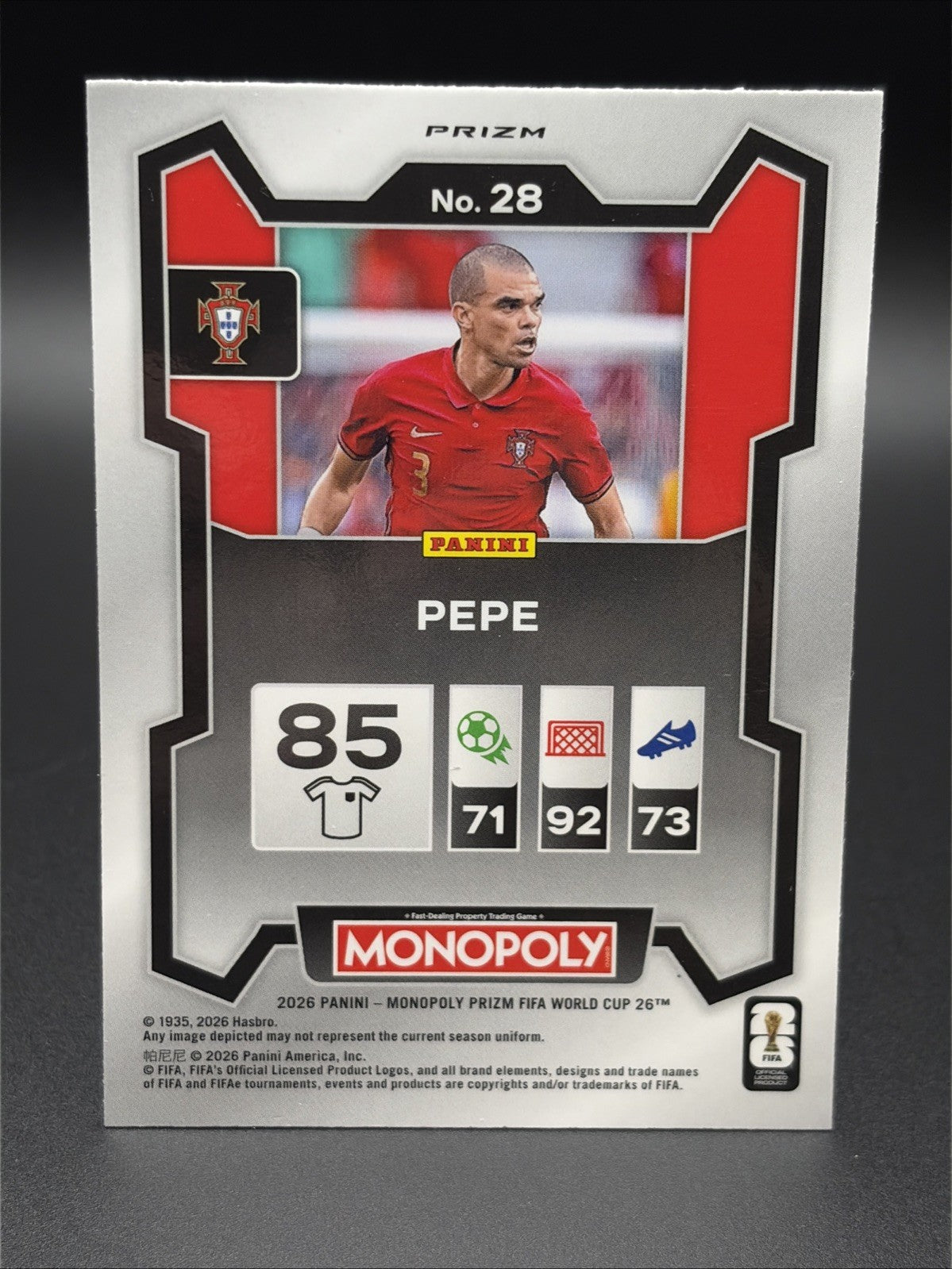 Pepe 2026 Monopoly FIFA World Cup Prizm Red Prizm Refractor #36 Portugal1
