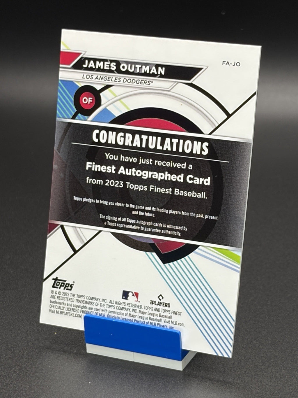 2023 Topps Finest James Outman Auto Rookie “Finest Auto” #FA-JO1