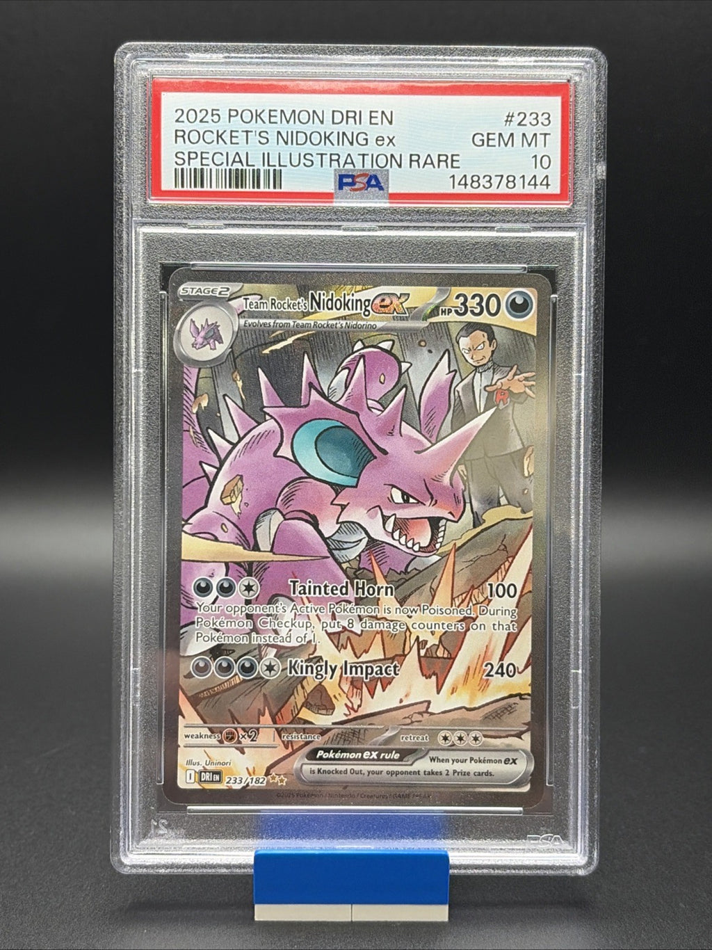Team Rocket's Nidoking ex 233/182 Sv10: Destined Rivals Holo PSA 100