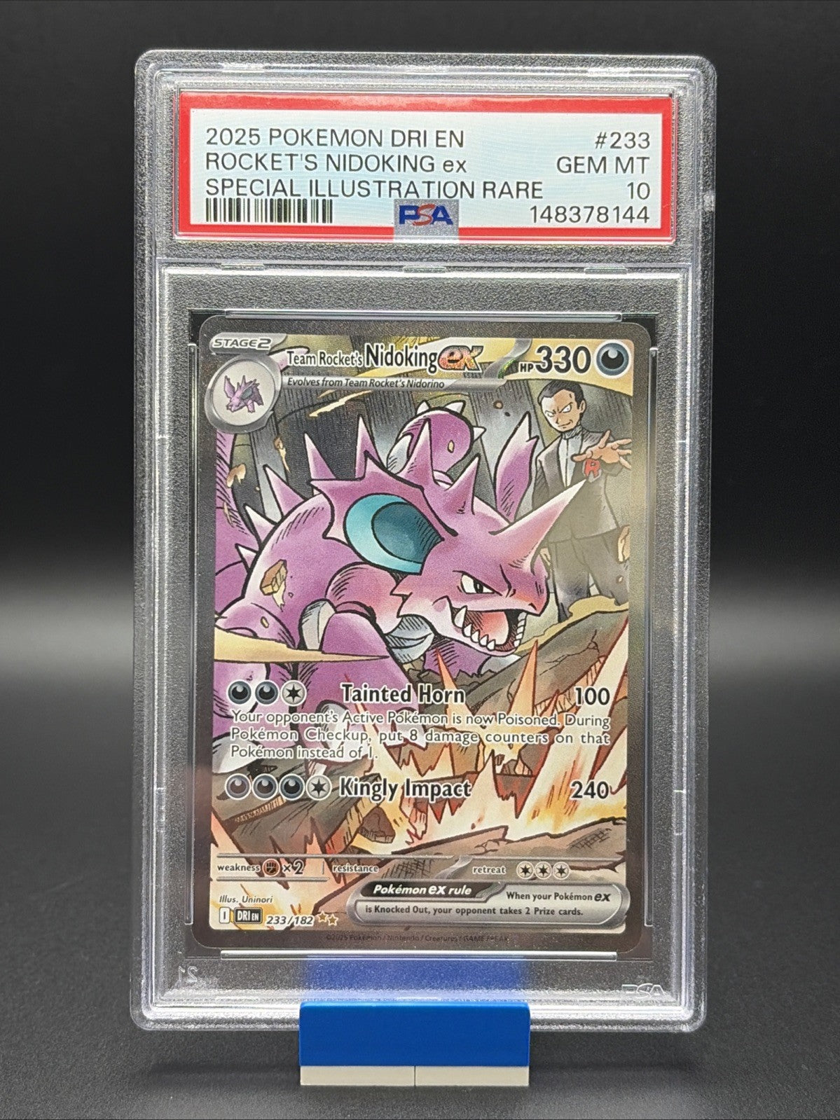 Team Rocket's Nidoking ex 233/182 Sv10: Destined Rivals Holo PSA 100