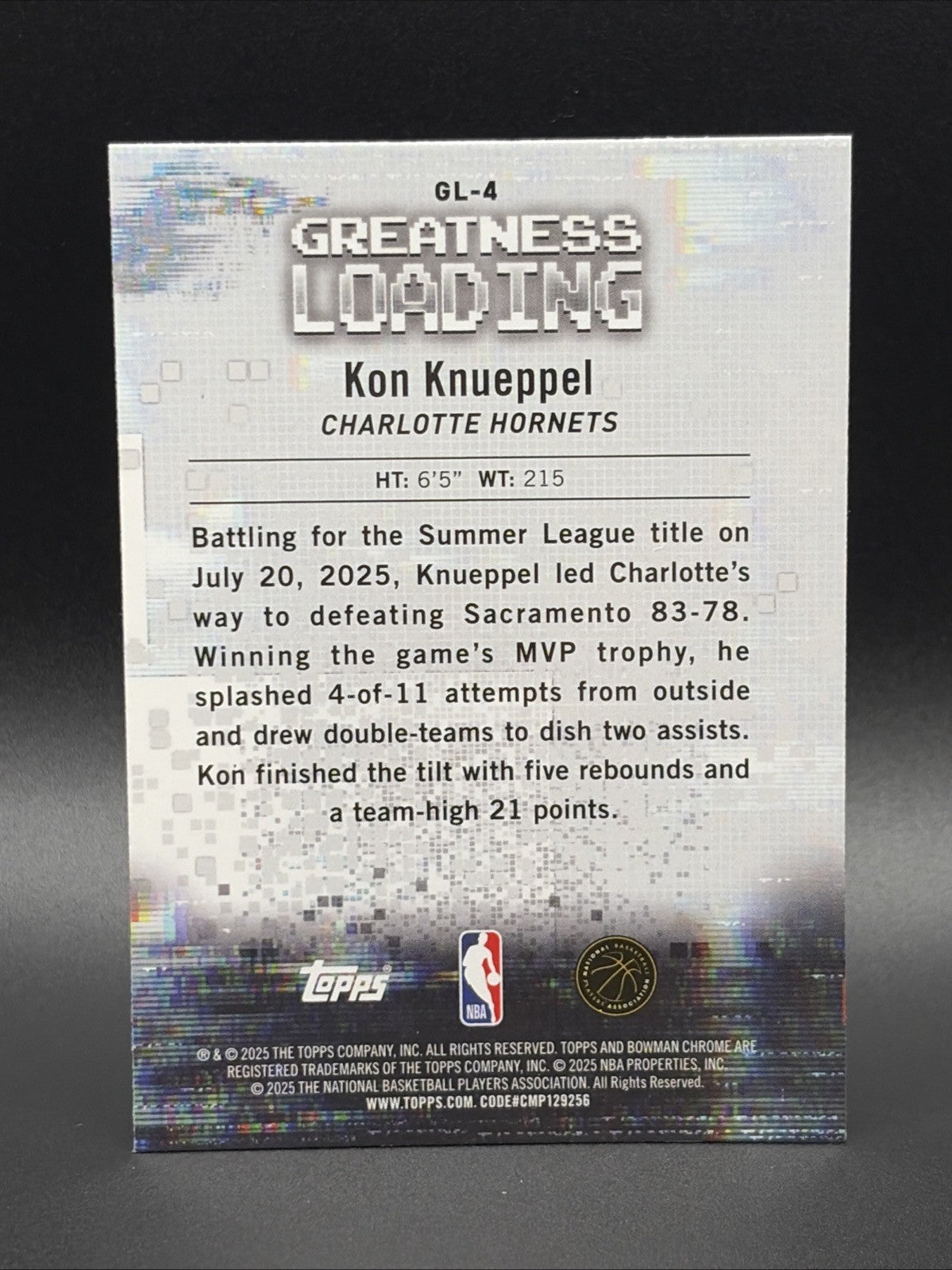 2025-26 Bowman Chrome Kon Knueppel Greatness Loading #GL-4 (RC) Hornets Rookie1