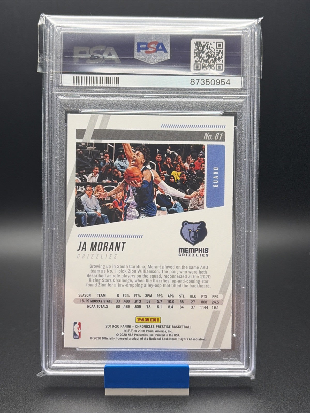 2019-20 Panini Chronicles - Prestige Ja Morant #61 Pink (RC) PSA 91