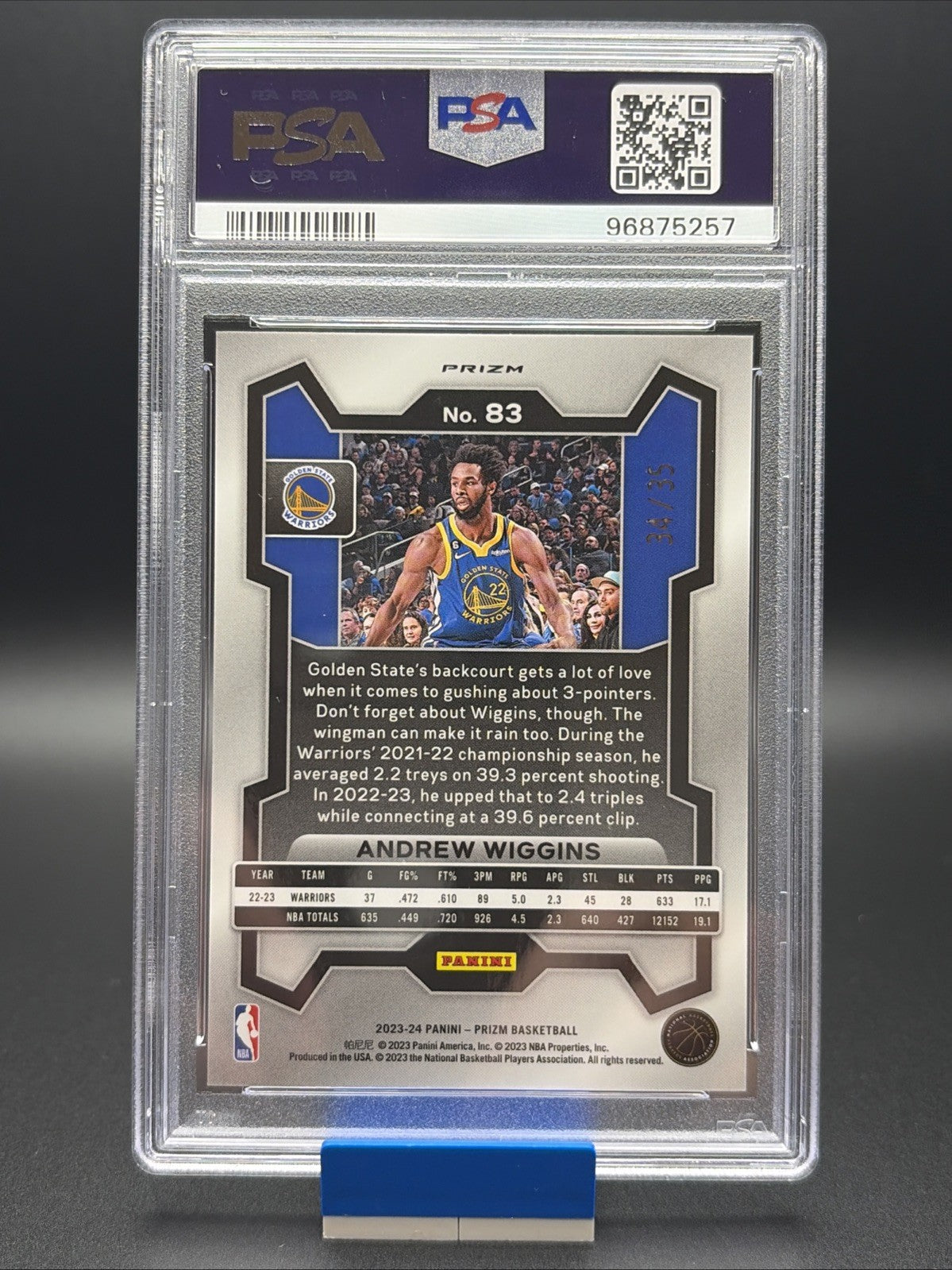 2023-24 Panini Prizm - Andrew Wiggins #83 White Ice Prizm /35 PSA 101