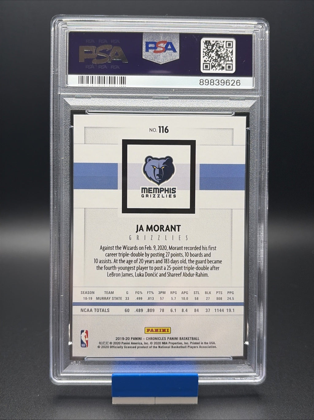 2019-20 Panini Chronicles - Ja Morant, Young Dolph, Sean Tuohy #116 PSA 91