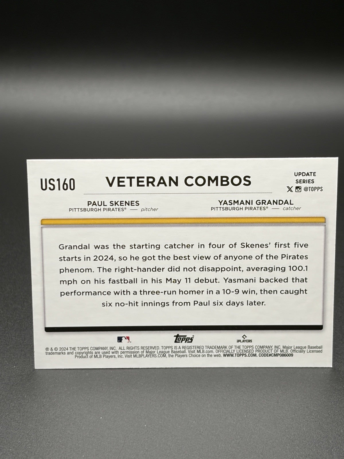 2024 Topps Update Series - Veteran Combos Paul Skenes, Yasmani Grandal #US1601
