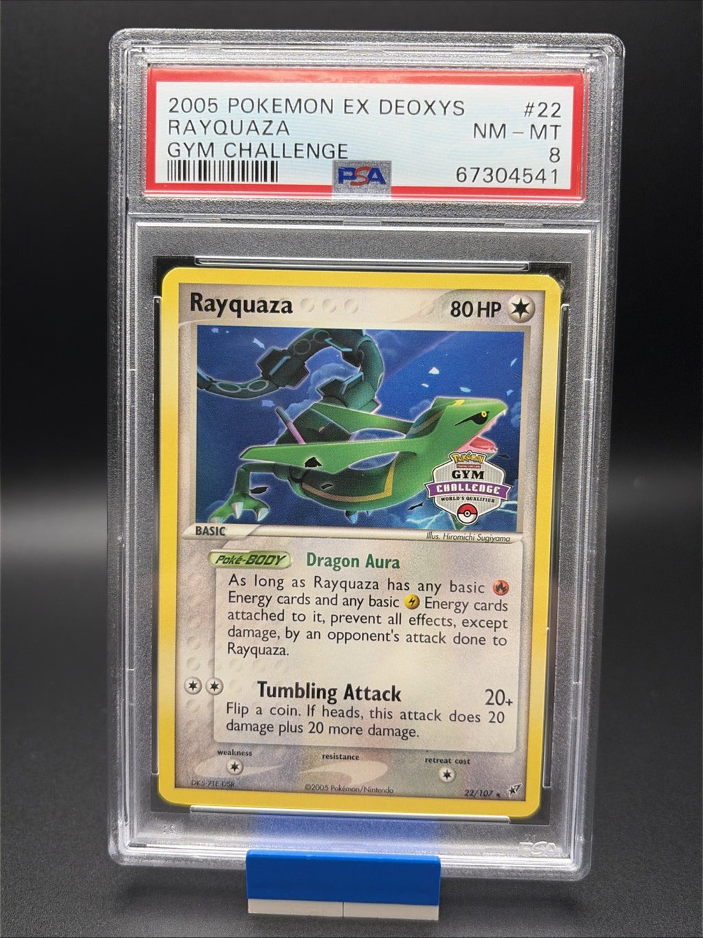 RAYQUAZA #22 - 2005 POKEMON EX DEOXYS GYM CHALLENGE - PSA 80