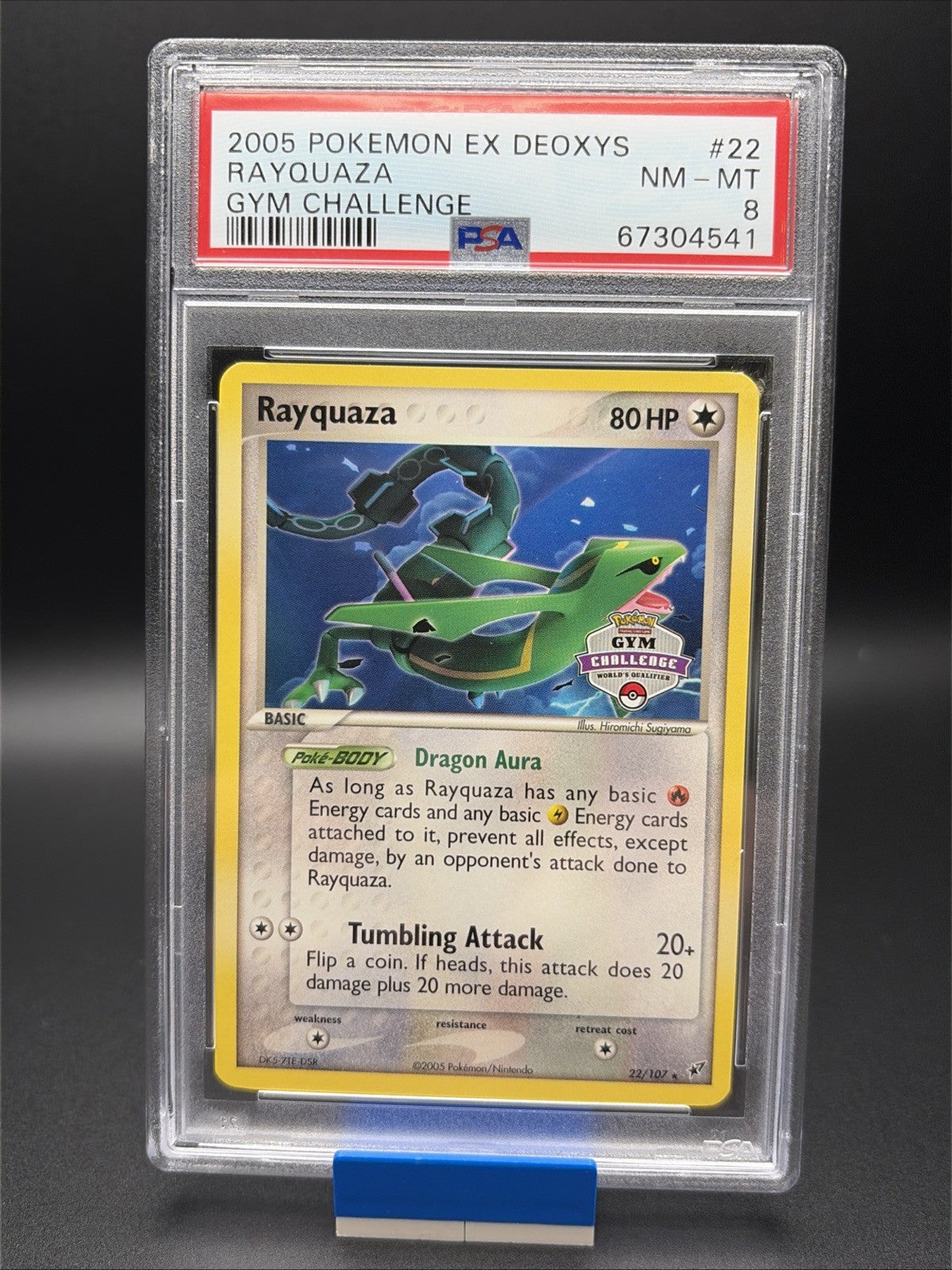 RAYQUAZA #22 - 2005 POKEMON EX DEOXYS GYM CHALLENGE - PSA 80