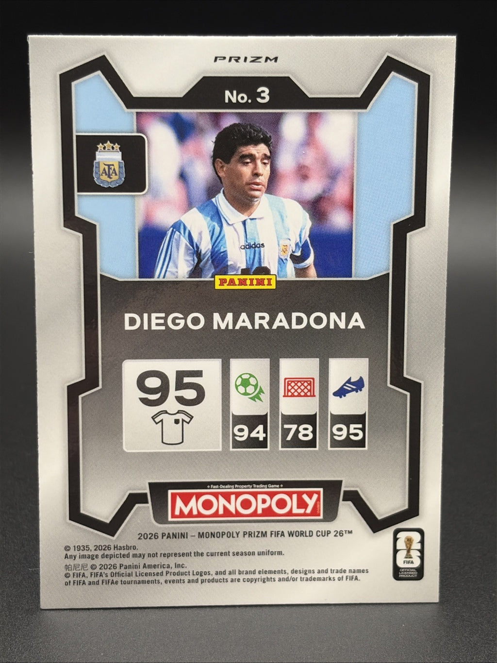 Diego Maradona 2026 Monopoly FIFA World Cup Prizm Green Boardwalk Icons SP #31