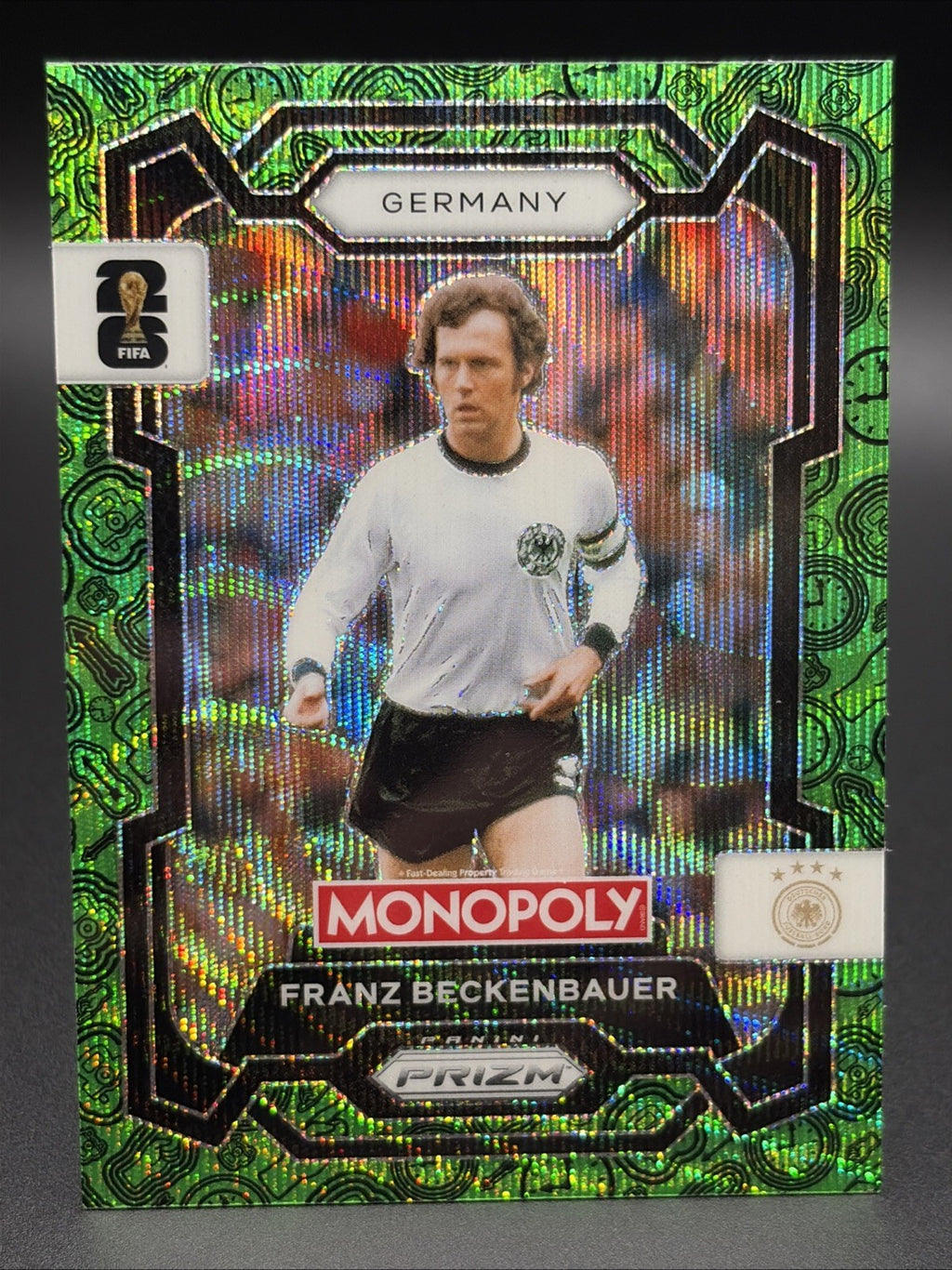 2026 PANINI PRIZM MONOPOLY WORLD CUP FRANZ BECKENBAUER GREEN WAVE PRIZM #600