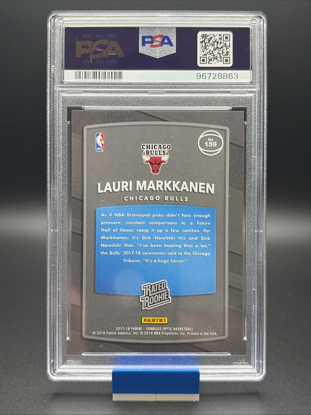 2017-18 Panini Donruss Optic - Rated Rookie Lauri Markkanen #159 Shock - PSA 91