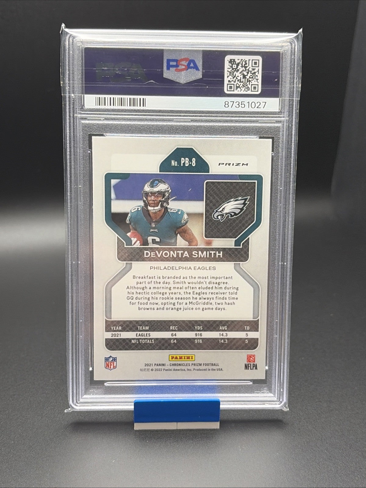 2021 Panini Chronicles Prizm Black Devonta Smith #PB-8 Silver Prizm (RC) - PSA 91