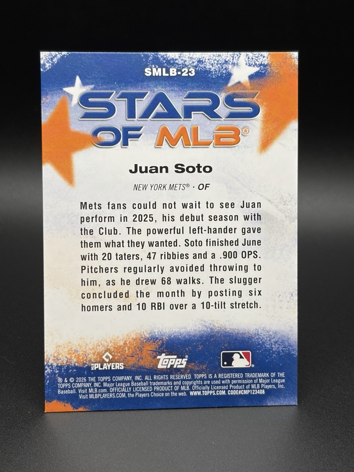 2026 Topps Series 1 Juan Soto Stars Of MLB #SMLB-23 Mets1