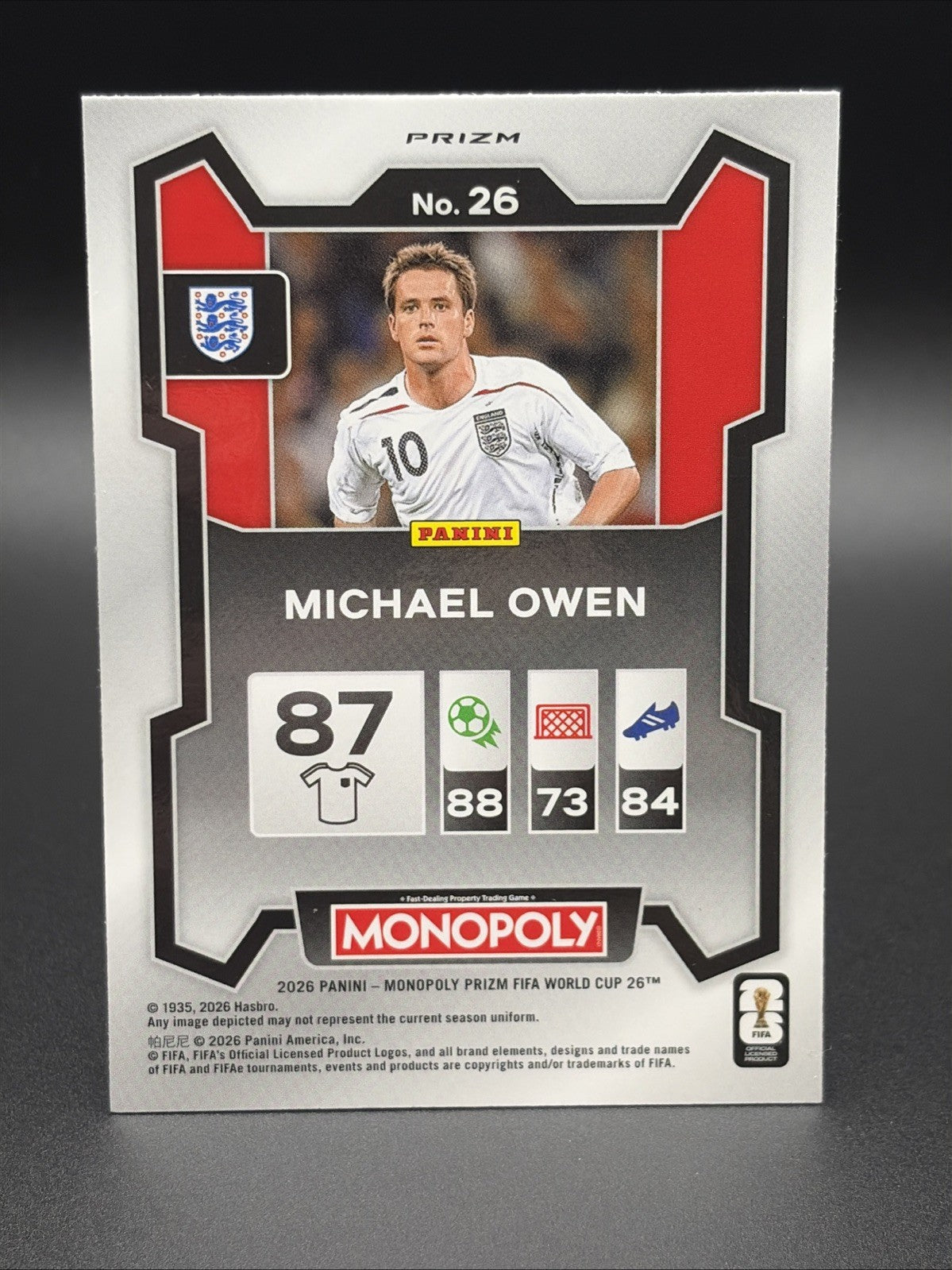 2026 Panini Prizm Monopoly Fifa World Cup - Michael Owen #26 Red Prizm1
