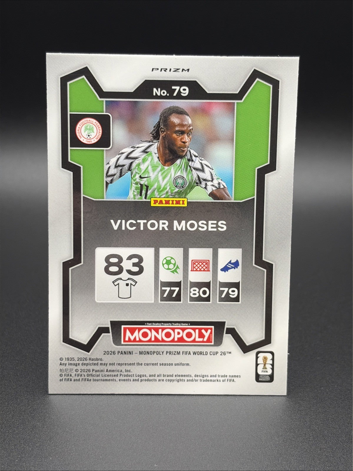 2026 Prizm Monopoly FIFA World Cup Victor Moses #79 Blue Wave Icons Prizm1